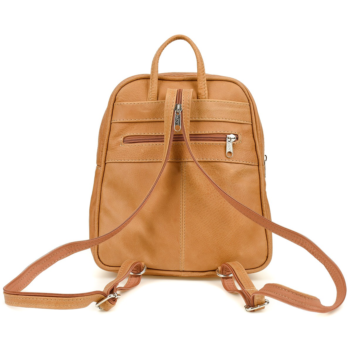 Camelowy plecak damski, skórzany plecaczek do szkoły, modny plecak damski Beltimore 022
