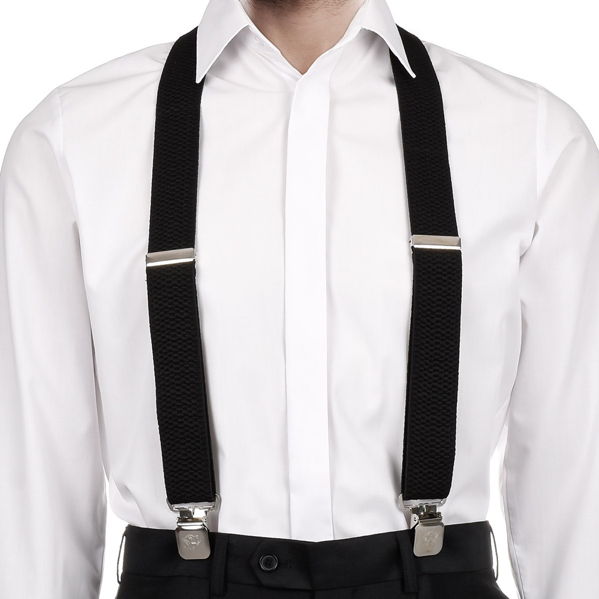 Szelki do spodni męskie eleganckie mocne X czarne SZ5