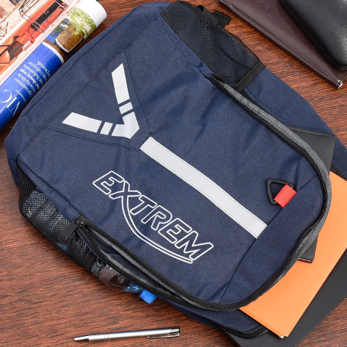 Plecak sportowy trekkingowy na laptopa duży solidny wodoodporny granatowy EXTREM T22