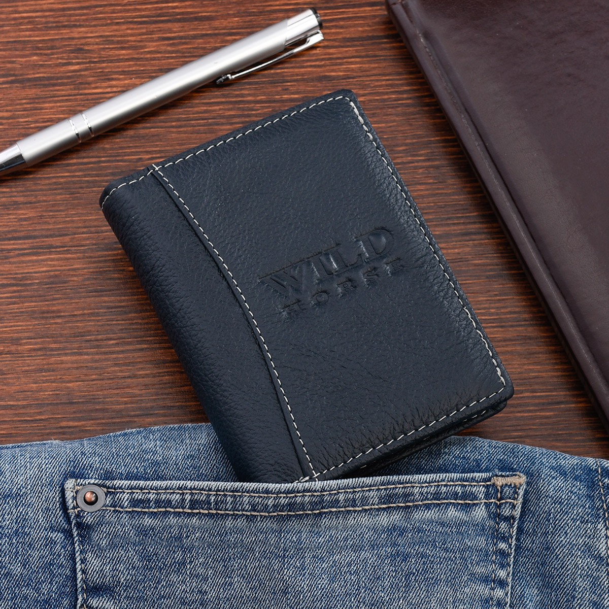 Portfel skórzany męski RFID pionowy duży pojemny